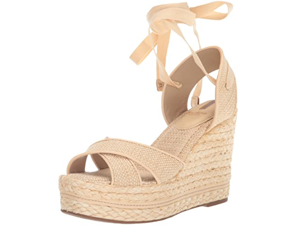 Sam Edelman Vaughn Paisley Raffia Wedge Sandals Natural Size 9